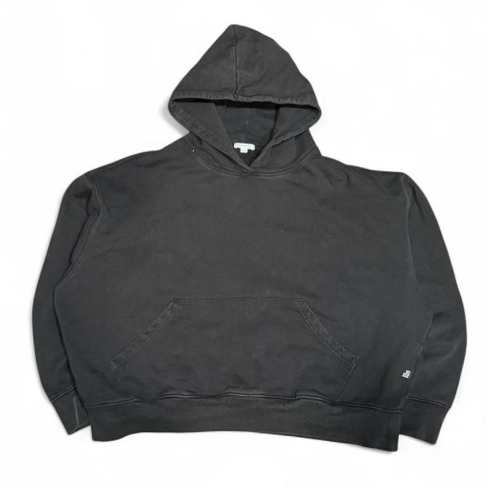 WeWoreWhat Black Blank 100% Cotton Black Boxy Cropped Hoodie